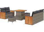 Vidaxl Set Di Divani Da Giardino Con Cuscini E Portaoggetti 8 Pezzi In Polirattan Grigio