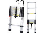 Scala Telescopica Clanmacy Argento 3,2 M Con Ganci Scala Di Prolunga Fino A 150 Kg Robusta Scala Singola In Alluminio Scala Multifunzionale Scala A Gradini