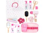 Umu® Kids Hairdressing Set Little Woman In Legno 17 Pezzi - Valigetta Per Parrucchieri Per Bambini Da 2, 3, 4, 5 Anni