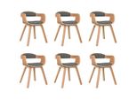 Syfax™ Sedie Da Pranzo 6 Pz Grigio Chiaro Legno Curvato E Tessuto