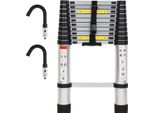 Bettizia Scala Telescopica In Alluminio 3,2M Argento, Scala Estensibile Con Ganci Rimovibili, Scala Pieghevole, Scala Multiuso, Scala A Gradini, Scala Per La Casa, Scala Per Esterni, Portata 150 Kg