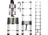 Bettizia Scala Telescopica Professionale 2,6M Alluminio Argento Portata 150Kg Scala Multiuso Piedini In Gomma Antiscivolo Con Ganci Estraibili