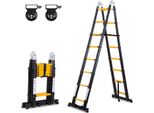 Jayseuw Premium Scala Telescopica In Alluminio Scala Di Estensione Scala Pieghevole Altezza 5M Nero Antiscivolo Scala Multiuso