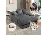 Sweiko Divano Letto Moderno In Velluto A Coste Cloud Couch Con 3 Morbidi Cuscini, Comodo Divano Da Terra A Un Posto Per Il Soggiorno E L'ufficio (Grigio Scuro)