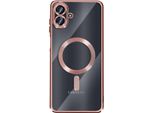 Avizar, Galaxy A07 Magsafe Compatibile Custodia Protettiva Con Cornice Cromata, Elegante, Rosa