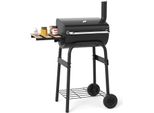 Barbecue A Carbonella Costway, Carrello Per Barbecue Con Tavolino Pieghevole, Termostato, Coperchio, Vano Portaoggetti, Maniglia E 2 Ruote, Griglia Per Barbecue Da Esterno 84,5X49X110,5 Cm