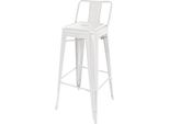Sgabello Bolero Bistro In Acciaio Con Schienale, Bianco (4 Pezzi)
