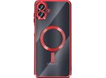 Avizar, Galaxy A07 Magsafe Compatibile Cover Protettiva Cornice Cromata Esclusiva, Rosso