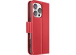 Avizar, Custodia A Portafoglio Per Iphone 16 Pro In Pelle Premium Con Funzione Stand, Rosso