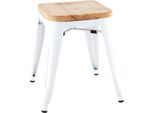 Sgabello Bistrot Bolero Con Cuscino In Legno, Bianco (4 Pezzi)
