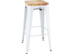 Sgabello Alto Bolero Bistro Con Cuscino In Legno, Bianco (4 Pezzi)