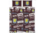 Aston Villa Fc - Set Di Biancheria Da Letto Patch BS6297 (Taglia Unica) (Rosso Vino/Blu Cielo/Giallo)