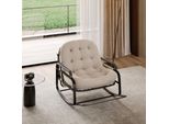 Proximax Questa Grande Sedia A Dondolo Da Esterno In Rattan Ha Una Seduta Pieghevole Di Colore Beige, Un Poggiapiedi Regolabile E Un Tettuccio Parasole: Una Comoda Sedia A Sdraio Per Il Vostro Patio, Balcone O Giardino.