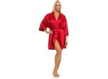 Vestaglia Da Donna A Kimono Corto In Raso; Rosso L