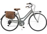 Bicicletta Da Città Via Veneto By Canellini RetrÒ Acciaio Donna Con Borse - Grigio