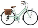 Bicicletta Da Città Via Veneto By Canellini RetrÒ Acciaio Donna Con Borse - Verde Chiaro