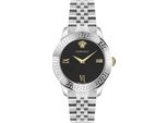 Versace VEVC00419 Greca Signature Lady Orologio Da Donna In Acciaio Inossidabile Nero Argento Nuovo