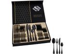Elegante Set Di Posate Nere Per 6 Persone - 24 Pezzi In Acciaio Inox In Stile Moderno