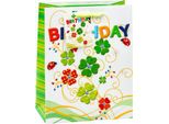GeschenktüTe TSI Happy Birthday Ballons, Format A5, Mit Tragekordel Und BeschriftungskäRtchen, B 180 X T 100 X H 230 Mm, Pp-Folie, Bunt-Weiß, 3 StüCk