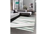 Tappeto Moderno A Pelo Corto Per Il Salotto Tappeto A Strisce Tagliate A Contorno Verde Pastello Marrone Crema Dimensioni - 80 X 300 Cm