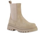 Van Hill Donna Stivali Con Plateau Stivaletti Scarpe Suola Profilata 837887, Colore: Khaki, Taglia: 40