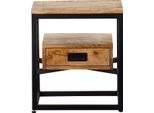 Gilde Beistelltisch, Rechteckig, "Legna"", Mangoholz, Naturfarben, Schwarz, , L. 45 Cm, B. 35 Cm, H. 50 Cm 42213"