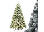 Costway Albero Di Natale Artificiale 180Cm, Albero Di Natale 928 Aghi In Pvc Con Neve, 250 Led Bianchi Caldi E Supporto In Metallo, Albero Di Natale Artificiale