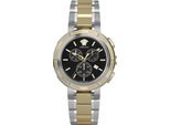 Versace VE2H00421 V-Extreme Pro Chrono Nero Argento Oro Acciaio Orologio Da Uomo Nuovo