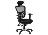 Sedia Da Ufficio Ergonomica Girevole HG-0001H, Base In Nylon, Braccioli Regolabili, Poggiatesta, Nero