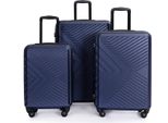 Travelhouse Bali Set Di Valigie Robuste 3 Pezzi Trolley Valigia Da Viaggio Navy Abs Guscio Duro Set Di Valigie Trolley 4 Ruote Chiusura A Combinazione Tsa