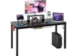 Scrivania Costway 140 Cm Scrivania Per Computer Tavolo Da Gioco Con Ripiano Per Monitor, Portabicchieri, Gancio Per Cuffie, Cestino, Ripiano Per Supporti, Pedane Regolabili