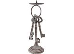 Clayre & Eef Portacandele Chiave 33 Cm Ferro Grigio