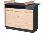 Fasciatoio Roba "Lenn"" - Con Piano Fasciatoio Rimovibile - Incl. Scomparti Aperti E Ante Battenti - Antracite / Decorazione Legno ""Rovere Artisan"""