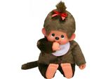 Bambola Di Peluche Monchhichi Ragazza Bavaglino Rosa 80Cm Giocattolo Coccoloso