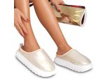 Pantofole Da Donna Piattaforma Pantofole Peluche Slippper Borello Beige Taglia 41