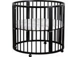 Buxibo Baby Box - Box Per Bambini - Box Per Bambini - Box Per Bambini - Box Per Bambini - Rotondo - Inkl. Materasso - Con Ruote - 92X92X80,5Cm - Nero