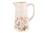 Brocca Decorativa Clayre & Eef 20X13X25 Cm Fiori Di Ceramica Rosa Beige