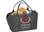 Gilde Tasche, "Schwarzwald"", Geweihmotiv, Schriftzug, Filz, Grau, , L. 25 Cm, B. 40 Cm, H. 26 Cm 45538/Abverkauf Nur Solange Vorrat Reicht"