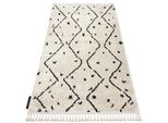 Tappeto Berber Tetuan B751 Zigzag Crema Frange Berbero Marocchino Shaggy Beige 160X220 Cm