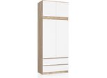 Akord Armadio Sovrapposto 2 Ante 2 Cassetti Rovere Sonoma E Bianco 90X51X234 Cm