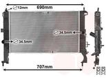Van Wezel 37002346 - Oe 1300260 Radiatore, Raffreddamento Motore Per Meriva (X03)