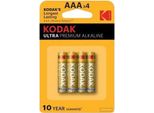 Batteria Kodak Aaa Ultra Premium Alcalina 4 Pezzi, Blister