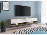 Tavolino Per Tv Caliburi 180 - Rovere Wotan / Bianco Lucido