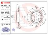 Brembo 08.B351.1X - Bremsscheibe Oe 95527033 Per Ampera (R12), Astra J, Cascada (W13), Cruze (J300), Cruze (J305), Cruze (J308), Orlando (J309), Zafira Tourer C