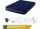 Letto Ad Aria Intex - 2 Persone - 152 X 203 X 25 Cm Cm - Blu + Pompa Elettrica Intex - 650 Litri/Min + Lenzuola Bianche + Cuscino + Federe Molton 2 In 1 + Set Di Riparazione