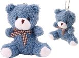 Orsacchiotto Blu Di Peluche Piccolo Mascotte Portachiavi 10Cm
