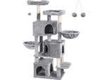 Feandrea Tiragraffi Grande, Con 3 Grotte Per Gatti, Tiragraffi Da 164 Cm, Grigio Chiaro
