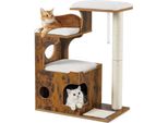 Tiragraffi Feandrea 86 Cm, Tiragraffi Per Gatti Di Medie Dimensioni Con 3 Aree Di Riposo E Grotta, Tiragraffi In Mdf Con Impiallacciatura In Legno, Tronco In Sisal,