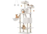 Tiragraffi Feandrea Large Alto 168 Cm Tiragraffi A L Con 13 Tiragraffi, 2 Piattaforme, 2 Grotte, Cesto, Amaca, Palline Di Peluche,