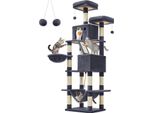 Tiragraffi Feandrea Grande, Alto 206 Cm, Tiragraffi Xxl, Con 13 Tiragraffi, 2 Piattaforme, 2 Grotte, Cesto, Amaca, Palline Di Peluche,